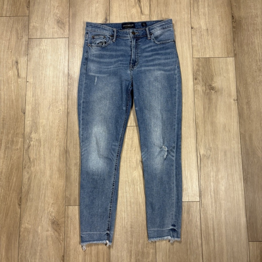 Womens Lucky Brand High Rise Bridgette Cropped Skinny Distressed Jeans Sz 10 30‎
